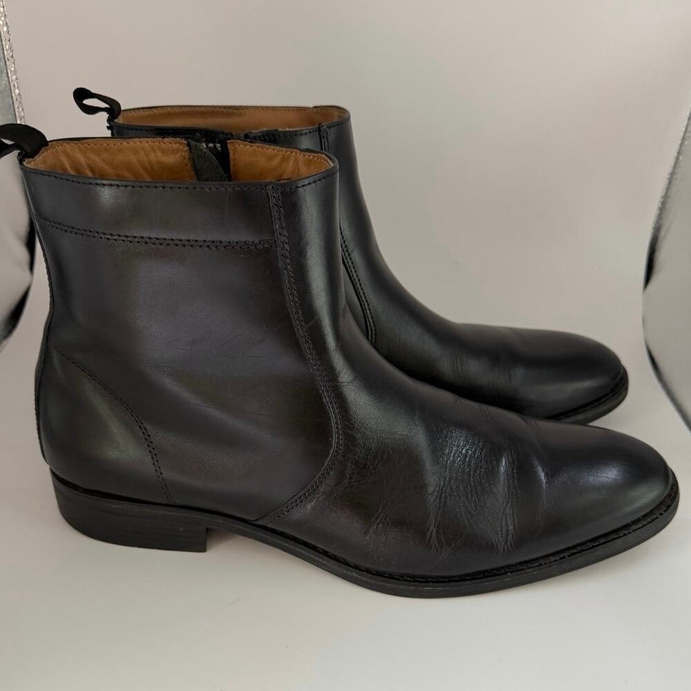 Johnston & Murphy Men’s Black Leather Ankle Boots Side Zip Dress Size 13 - Picture 3 of 11